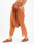 Printed harem pants with pleats on the front and back