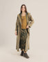 Doubleface long coat in patterned jacquard with hoodie