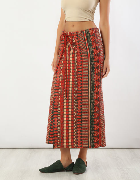 Long printed quilted skirt