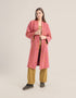Quilted short coat with long sleeves and embroidery on front collar and back