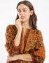 Short printed dress with three quarter sleeves