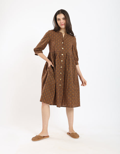 Printed light cotton short dress