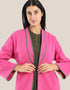 Reversible patchwork coat in mixed textiles with pockets on both sides