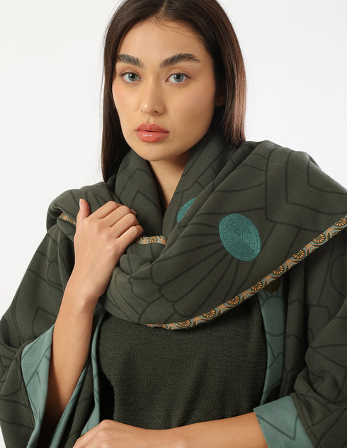 Milton embroidered printed shawl