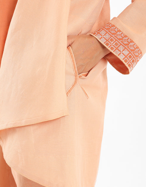 Hooded linen jacket with long sleeves
