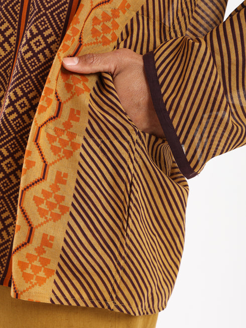 Hooded shirt in light printed cotton voile