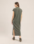 Long V neckline dress with side slits