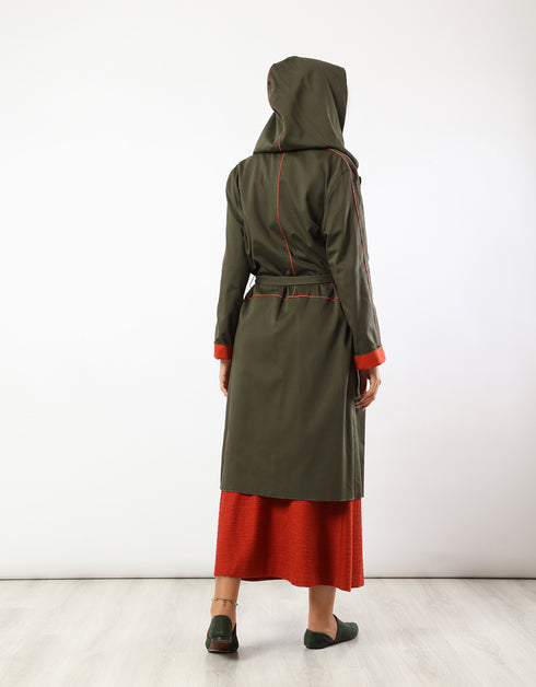 Double face coat with hoodie