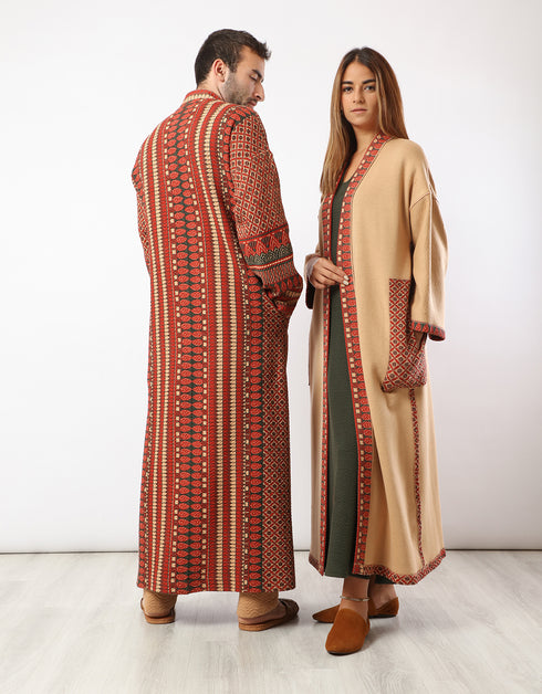 Long printed quilted coat