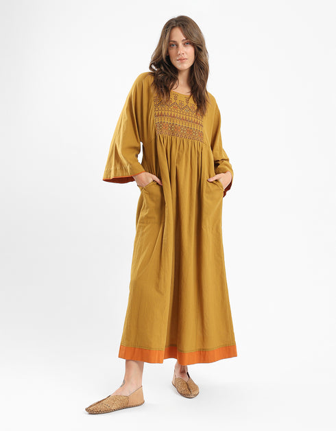 Embroidery cotton long dress