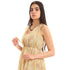 Printed gauze long dress with open back