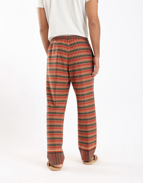 Jacquard straight leg pants with drawstring