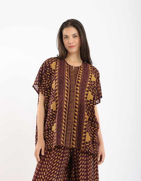 Oversized shirt in printed cotton gauze