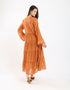 Long tear dress in light printed cotton