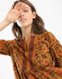 Short printed dress with three quarter sleeves