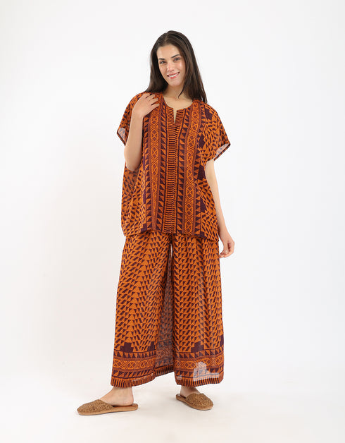 Oversized shirt in printed cotton gauze