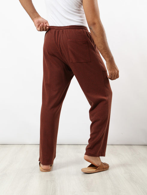 Straight patterned jacquard pants