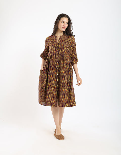 Printed light cotton short dress