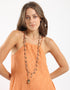 Long double layer necklace with crochet