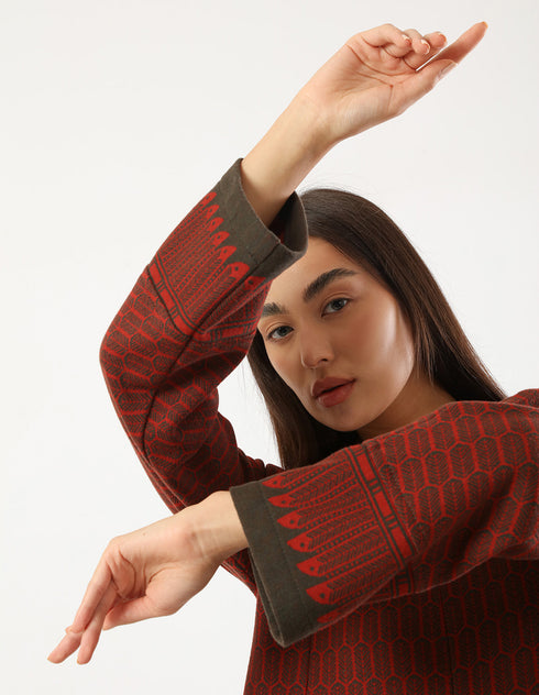 فستان قصير جاكار منقوش