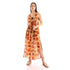 Printed gauze long dress with open back