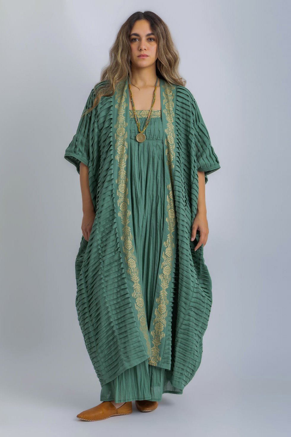 MUD長袖DAB DNE jellyyabashi着用yokoflexwitme Long jellabiya dress in printed voile – MIX AND MATCH