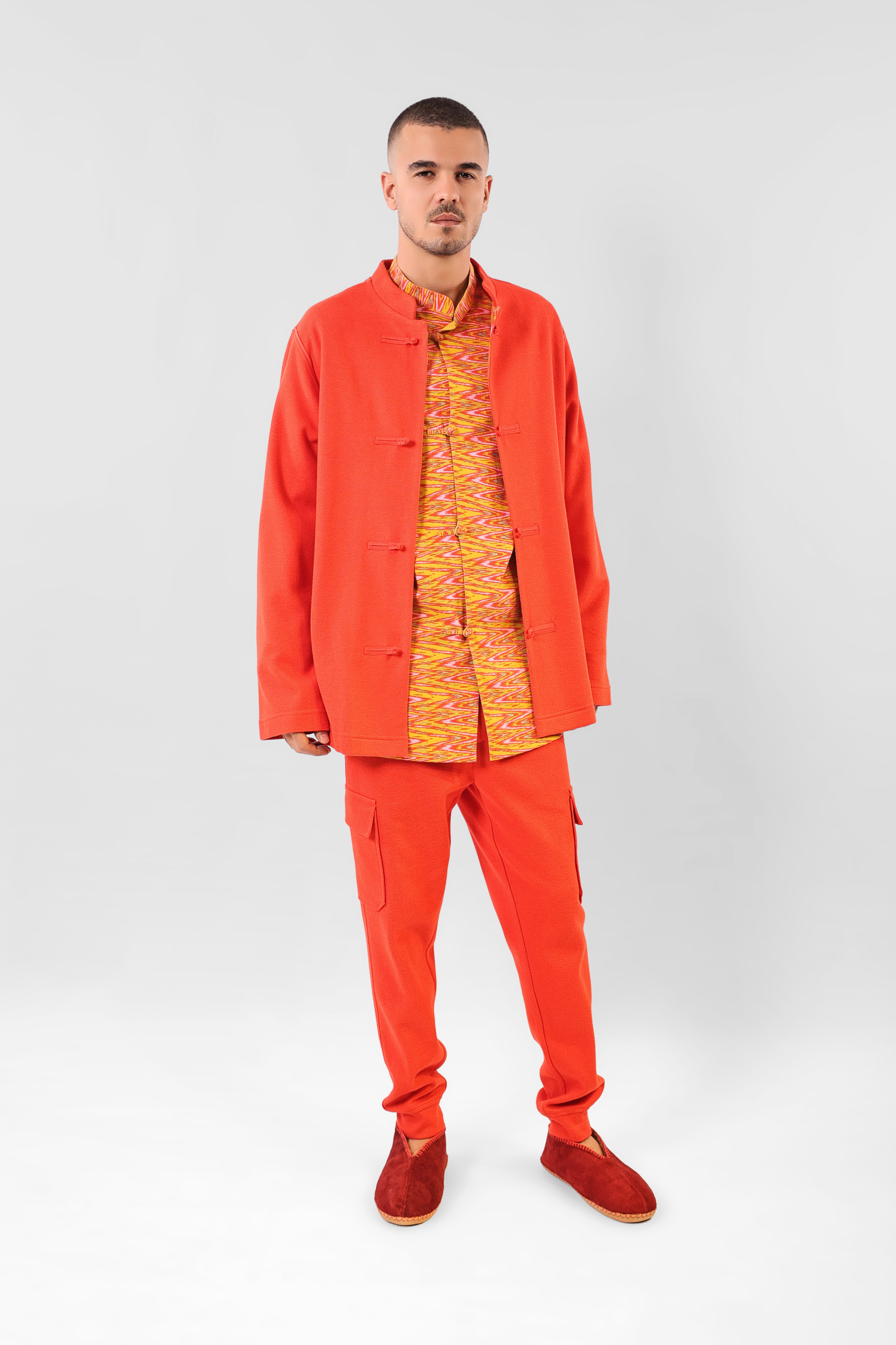 Long jacket in cotton blend cashmere with pockets – MIX AND MATCH