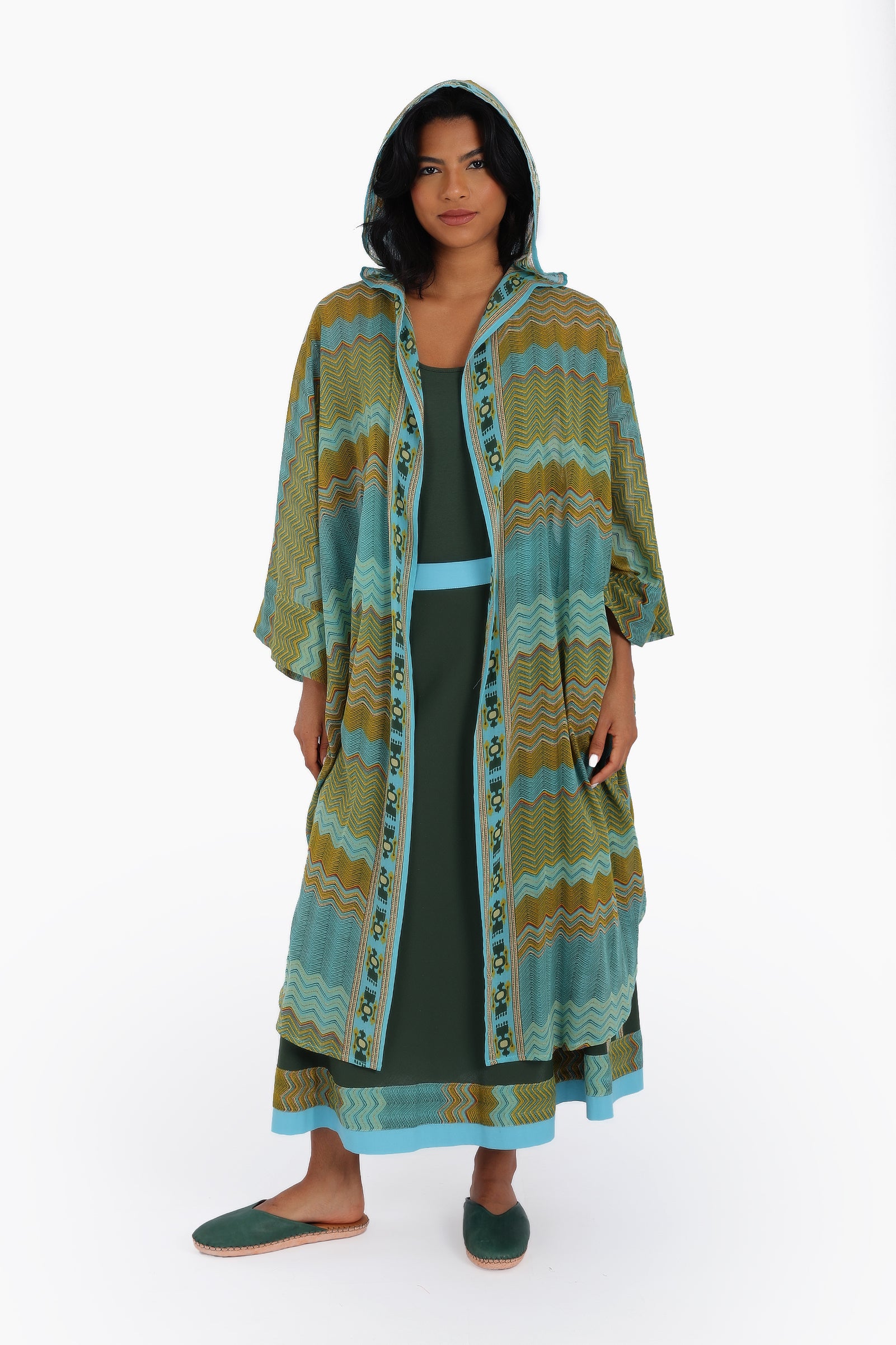 Long printed over sized coat with hoodie and pockets – MIX