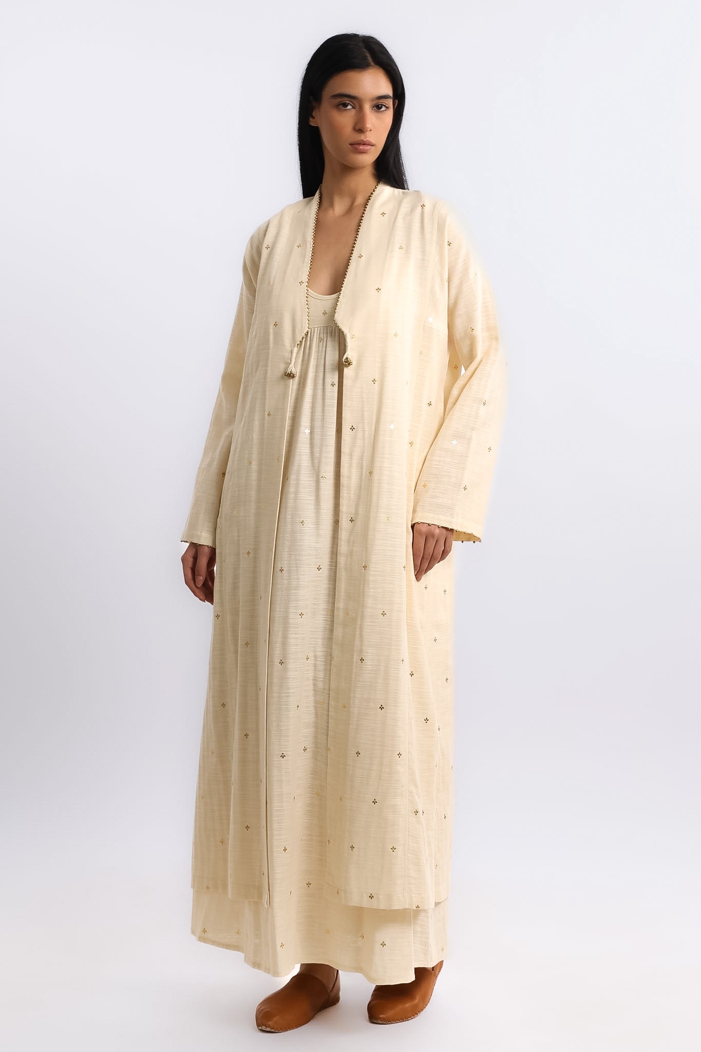 Luminous Egyptian cotton slub long coat