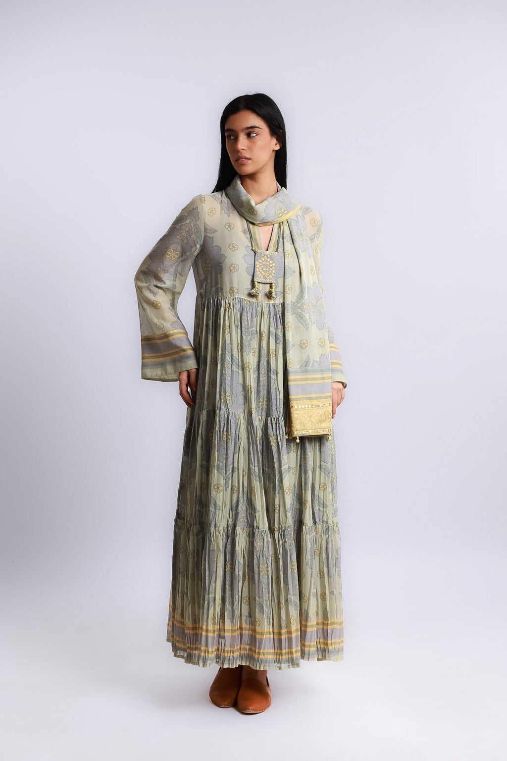 Flow tiered cotton voile maxi dress – MIX AND MATCH